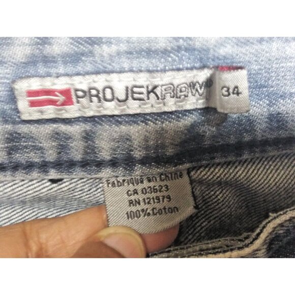 Projek Raw Mens Blue Jeans faded Slim Fit 34Wx32 Straight ProjekRaw distressed - Picture 8 of 11